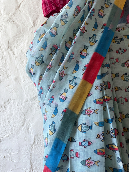 Let’s go summer fishing cotton saree
