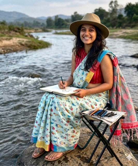 Let’s go summer fishing cotton saree