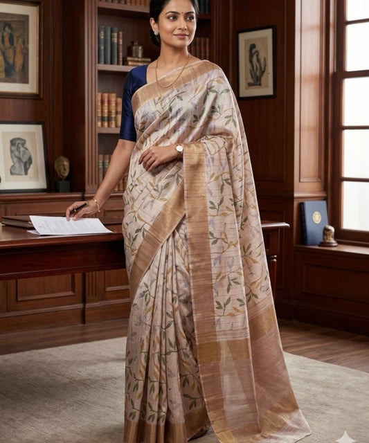 Old rose abstract silk saree