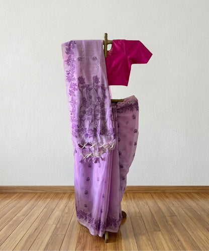 Lilac Bud Chanderi Saree
