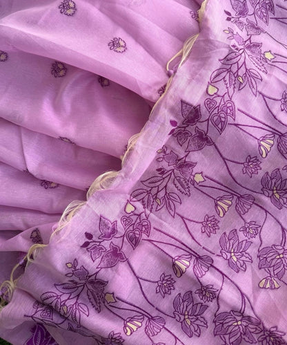 Lilac Bud Chanderi Saree