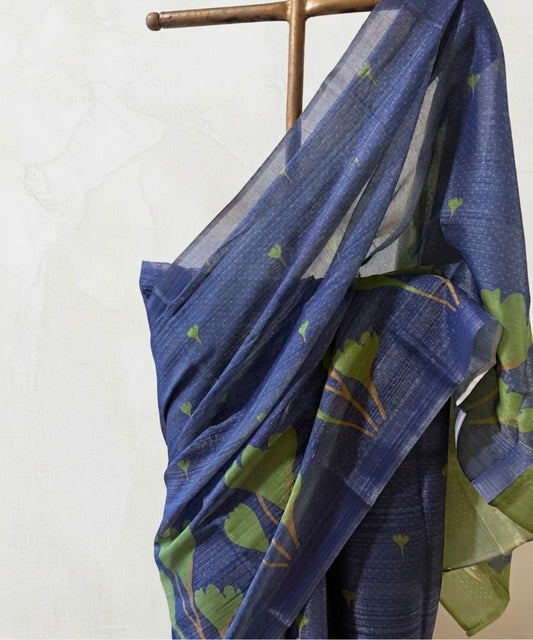 Blue Green Tissue Silk Saree