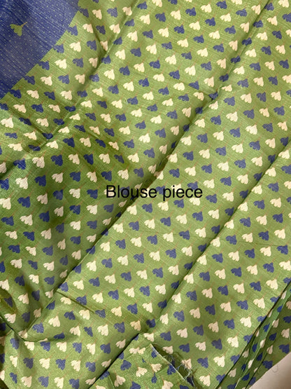 Blue Green Tissue Silk Saree