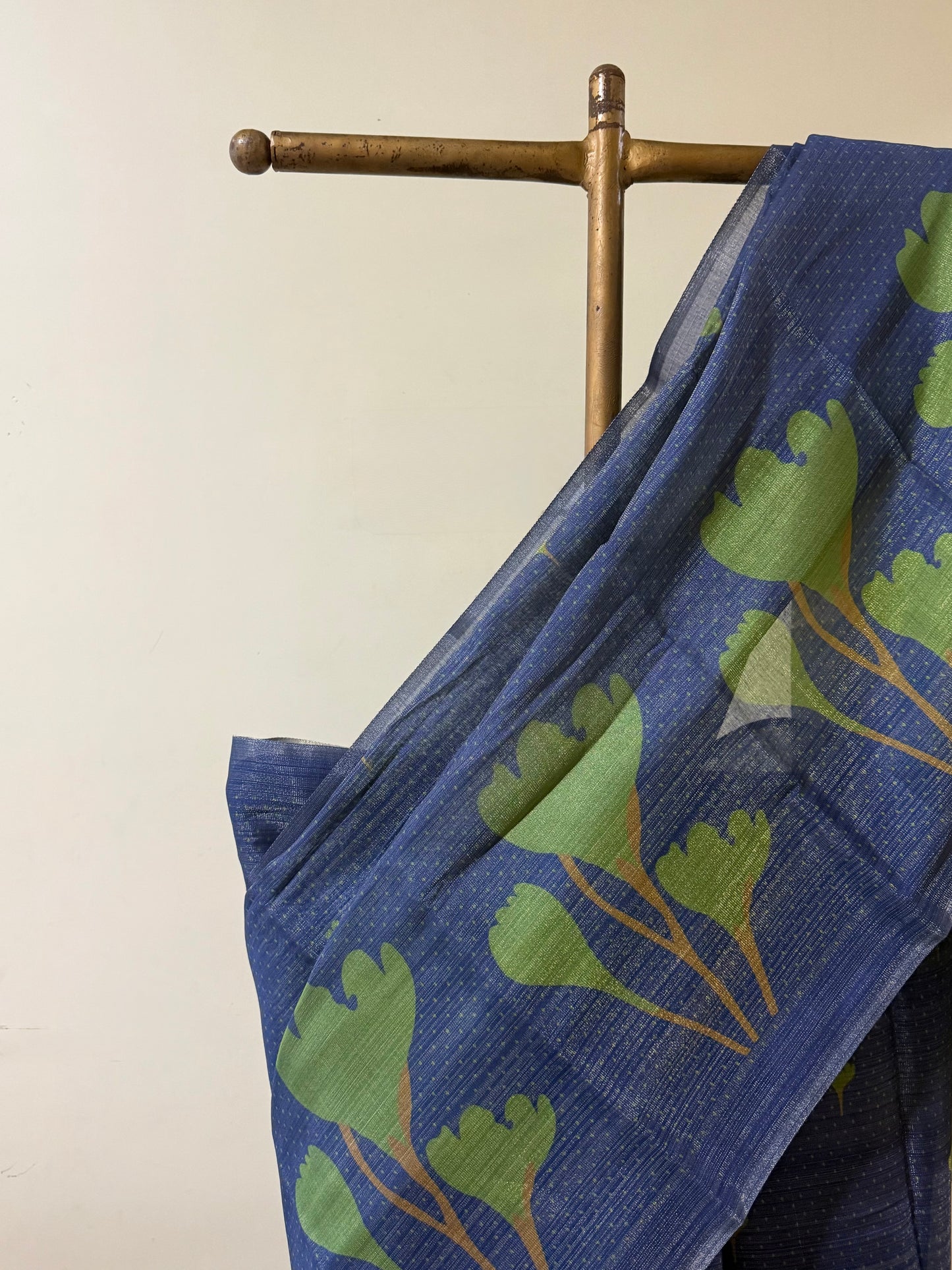 Blue Green Tissue Silk Saree