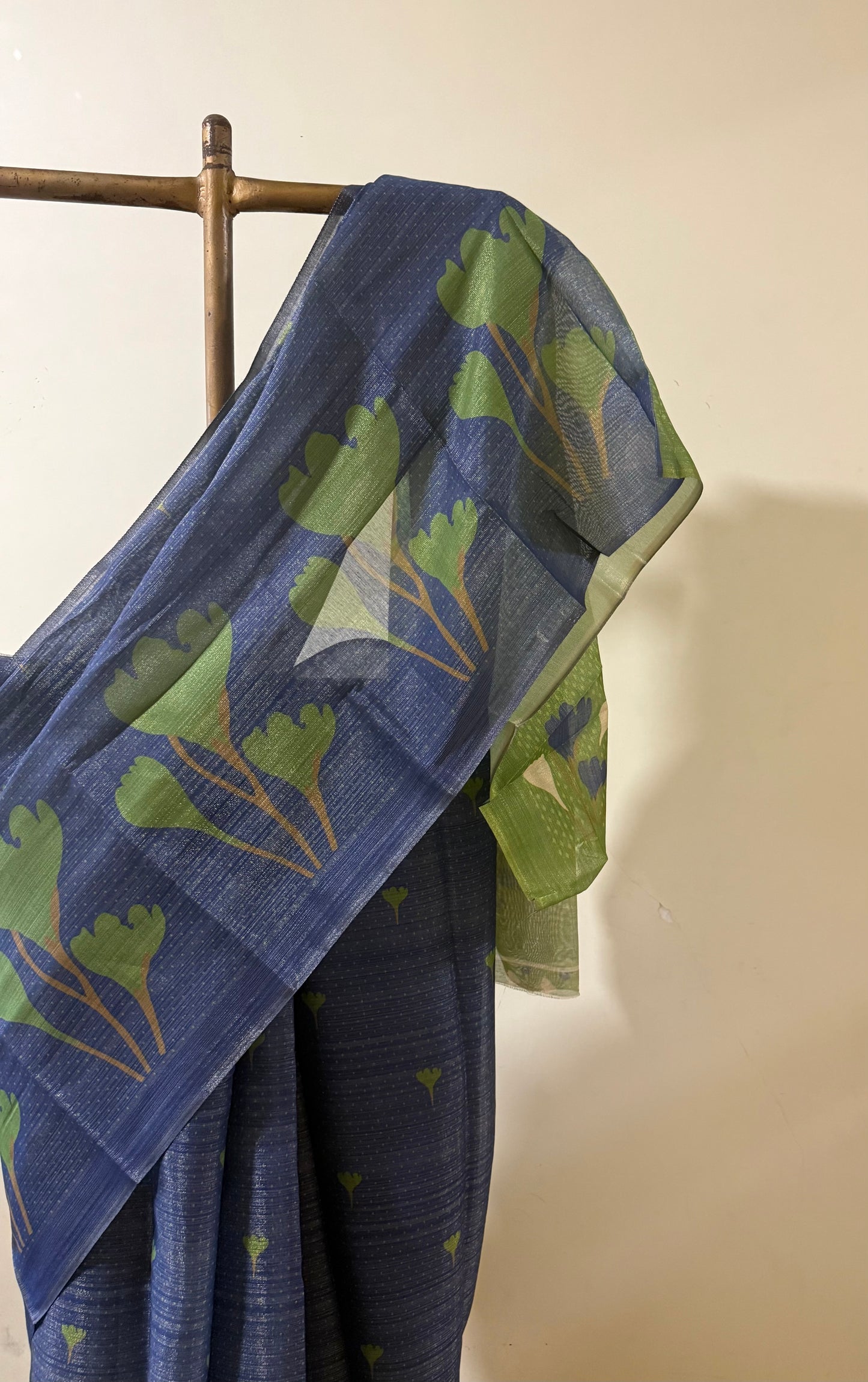 Blue Green Tissue Silk Saree