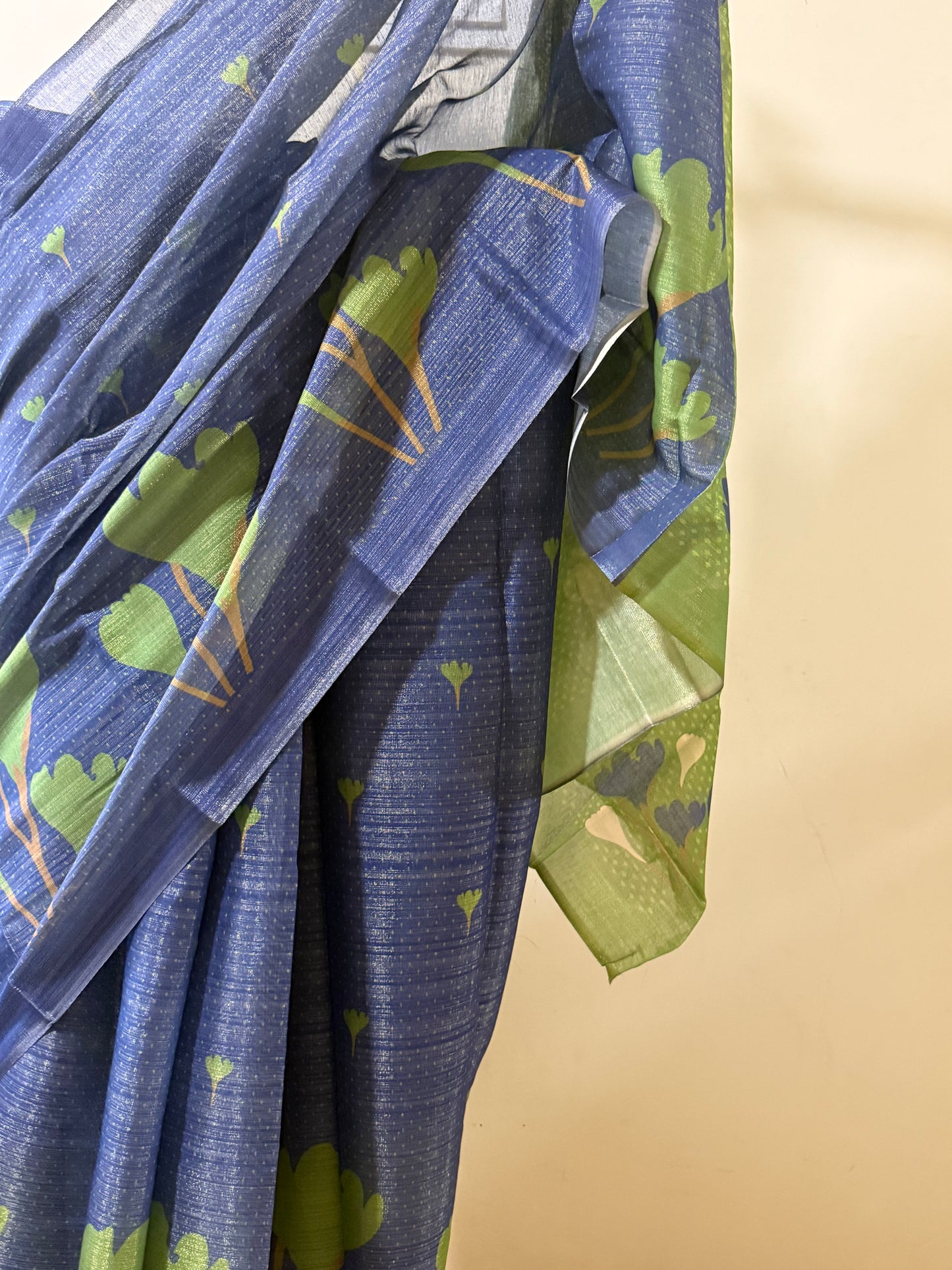 Blue Green Tissue Silk Saree