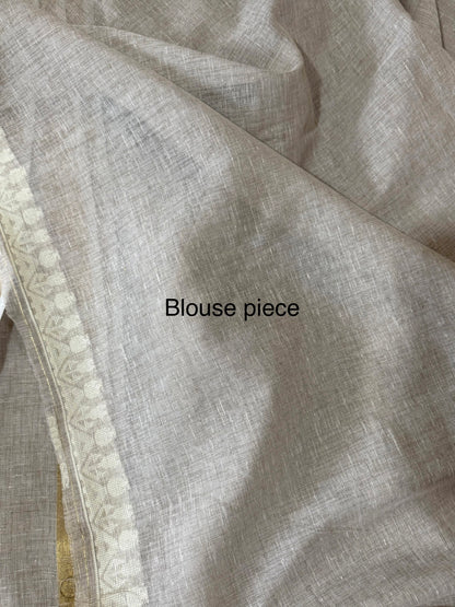 Summer Beige linen Jamdani saree