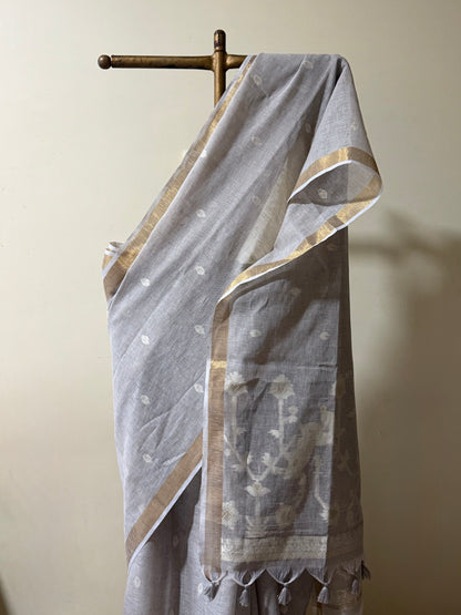 Summer Beige linen Jamdani saree