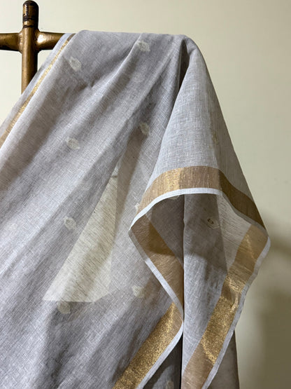 Summer Beige linen Jamdani saree