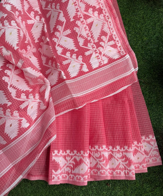 Pink Bengal Jamdani Saree