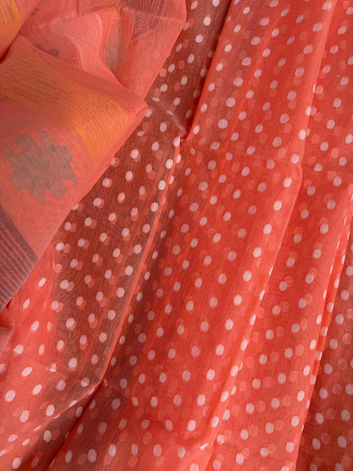 Peach Bengal Jamdani Saree