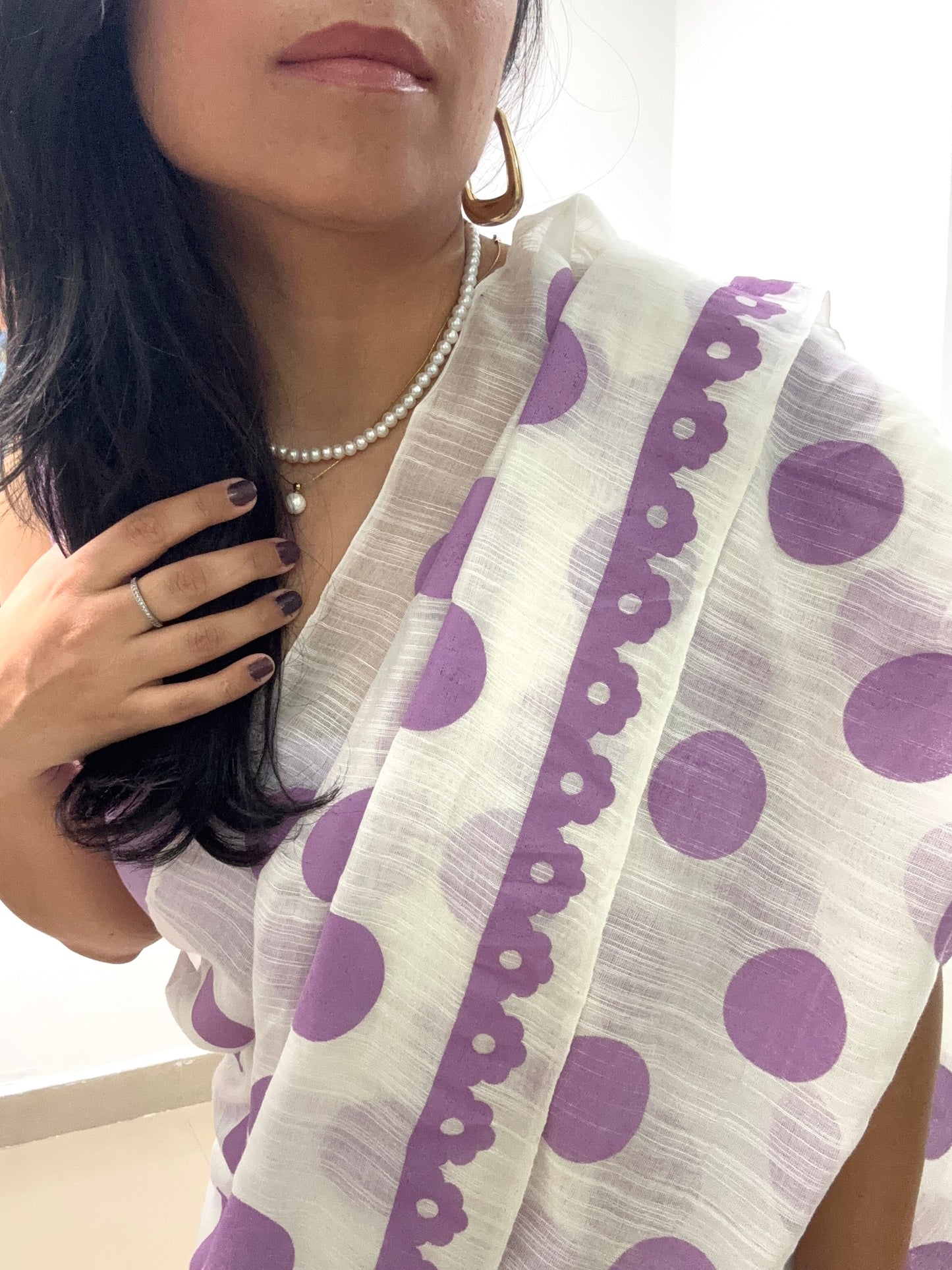 Lilac Lilt Handwoven cotton saree