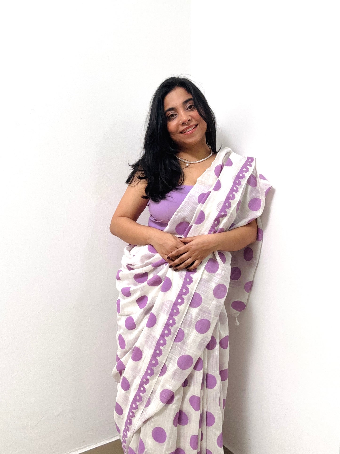 Lilac Lilt Handwoven cotton saree