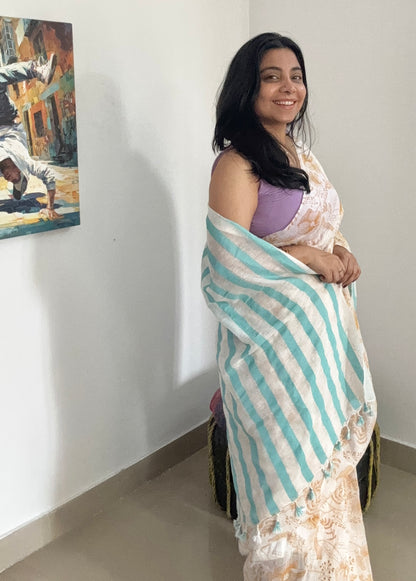 Teal Sorbet Handwoven Saree