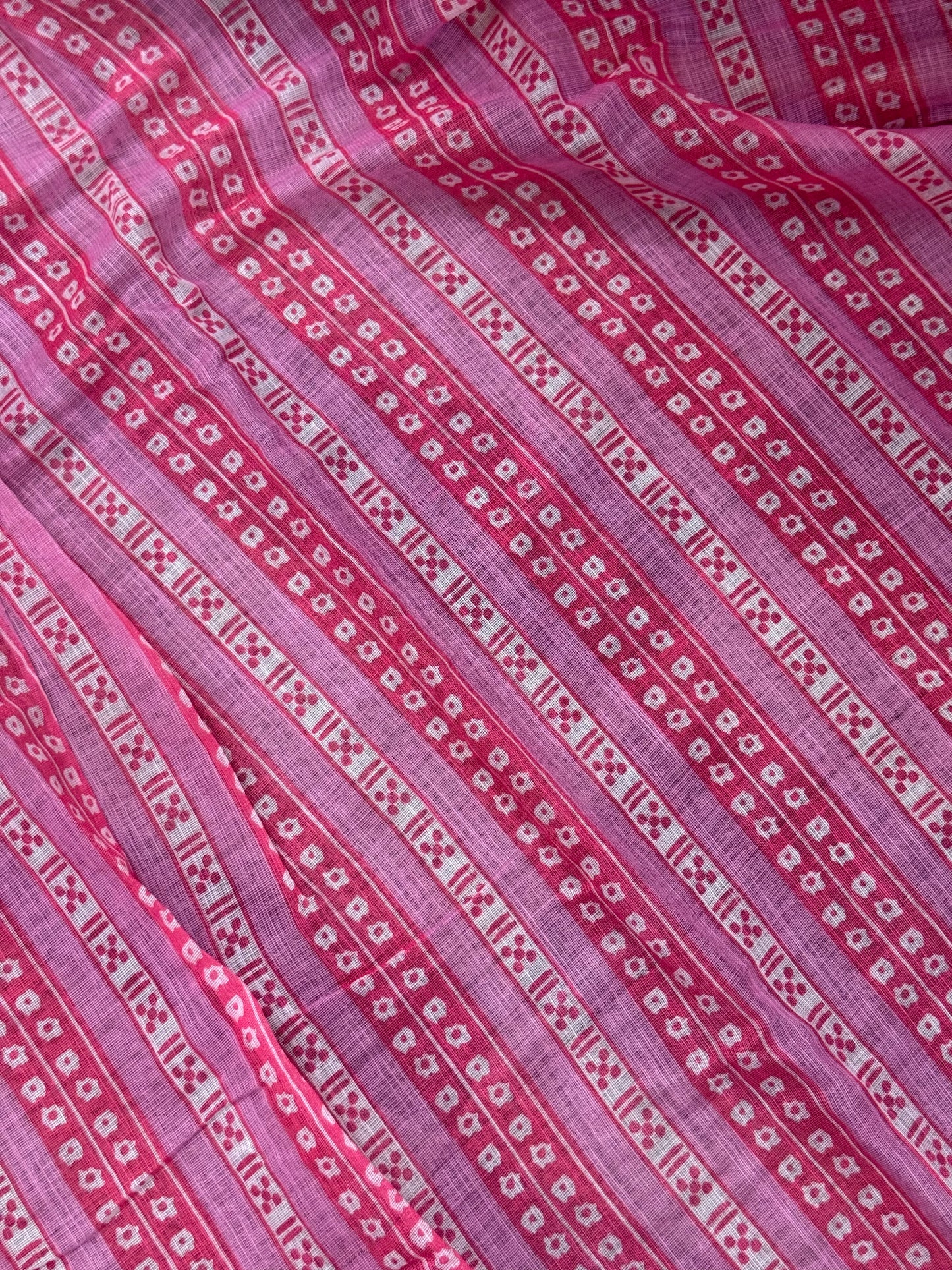 Pink cotton printed saree