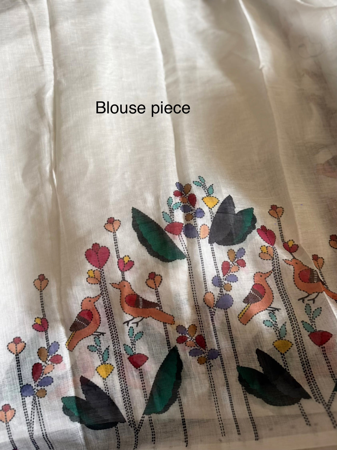 White linen cotton saree