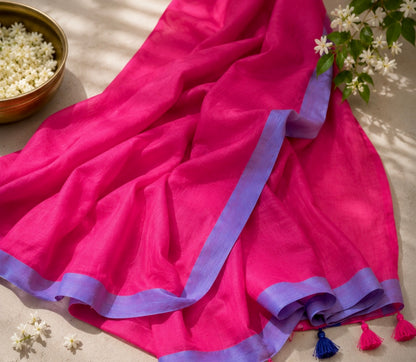Hot Pink Cotton saree