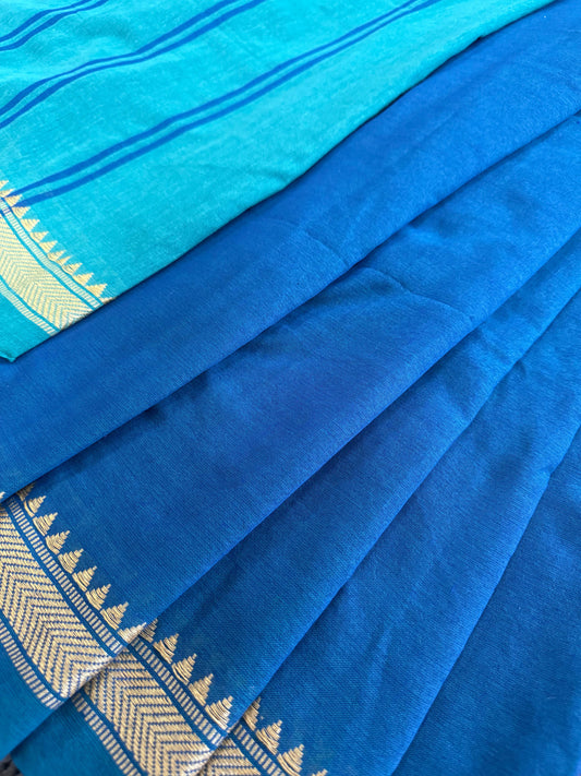 Pure cotton handwoven two tone saree