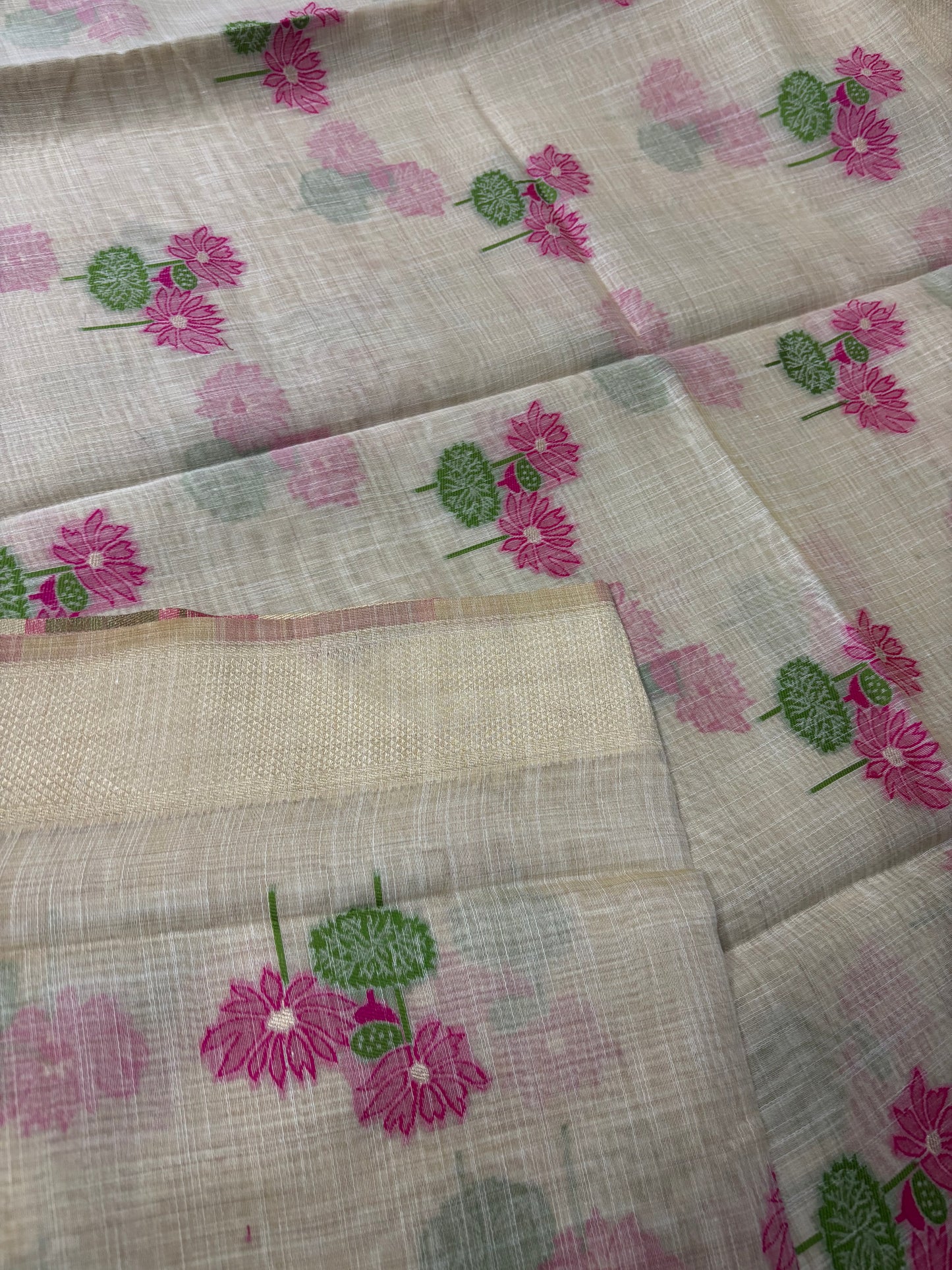 Pink lotus Chanderi cotton saree