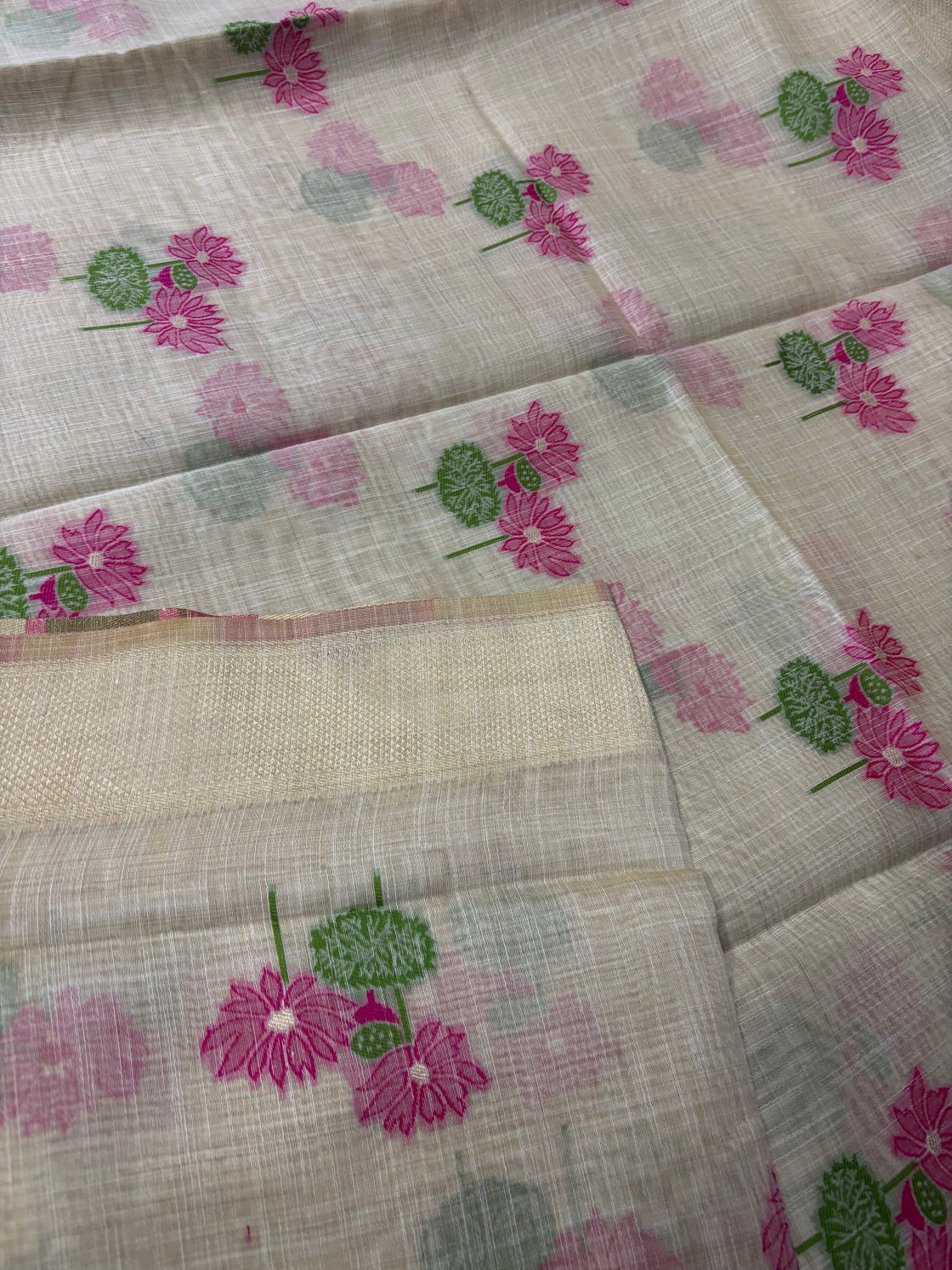 Pink lotus Chanderi cotton saree