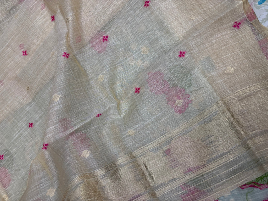 Pink lotus Chanderi cotton saree