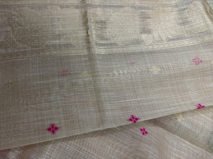 Pink lotus Chanderi cotton saree