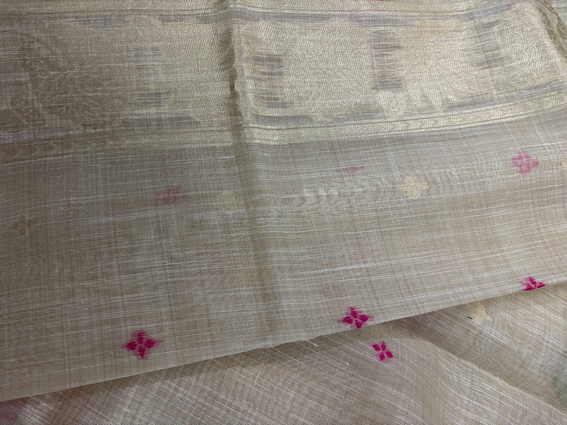 Pink lotus Chanderi cotton saree