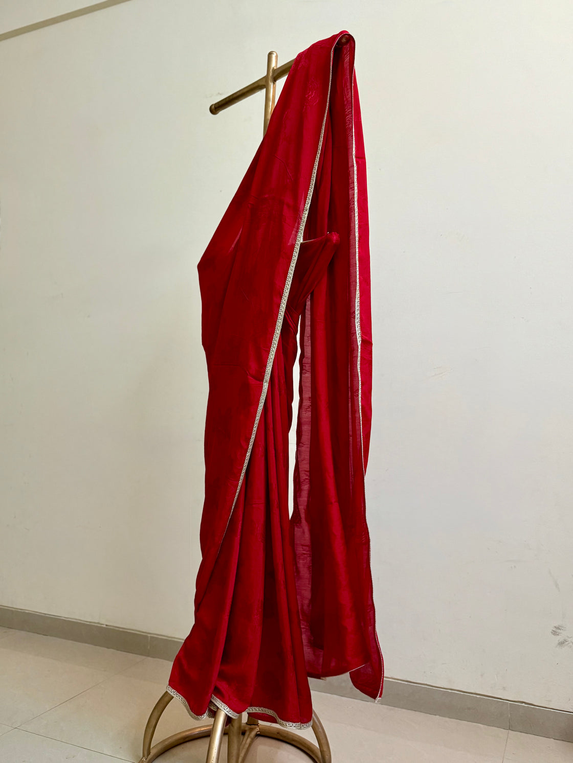Red Self Silk Saree