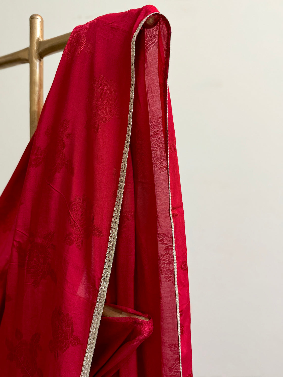 Red Self Silk Saree