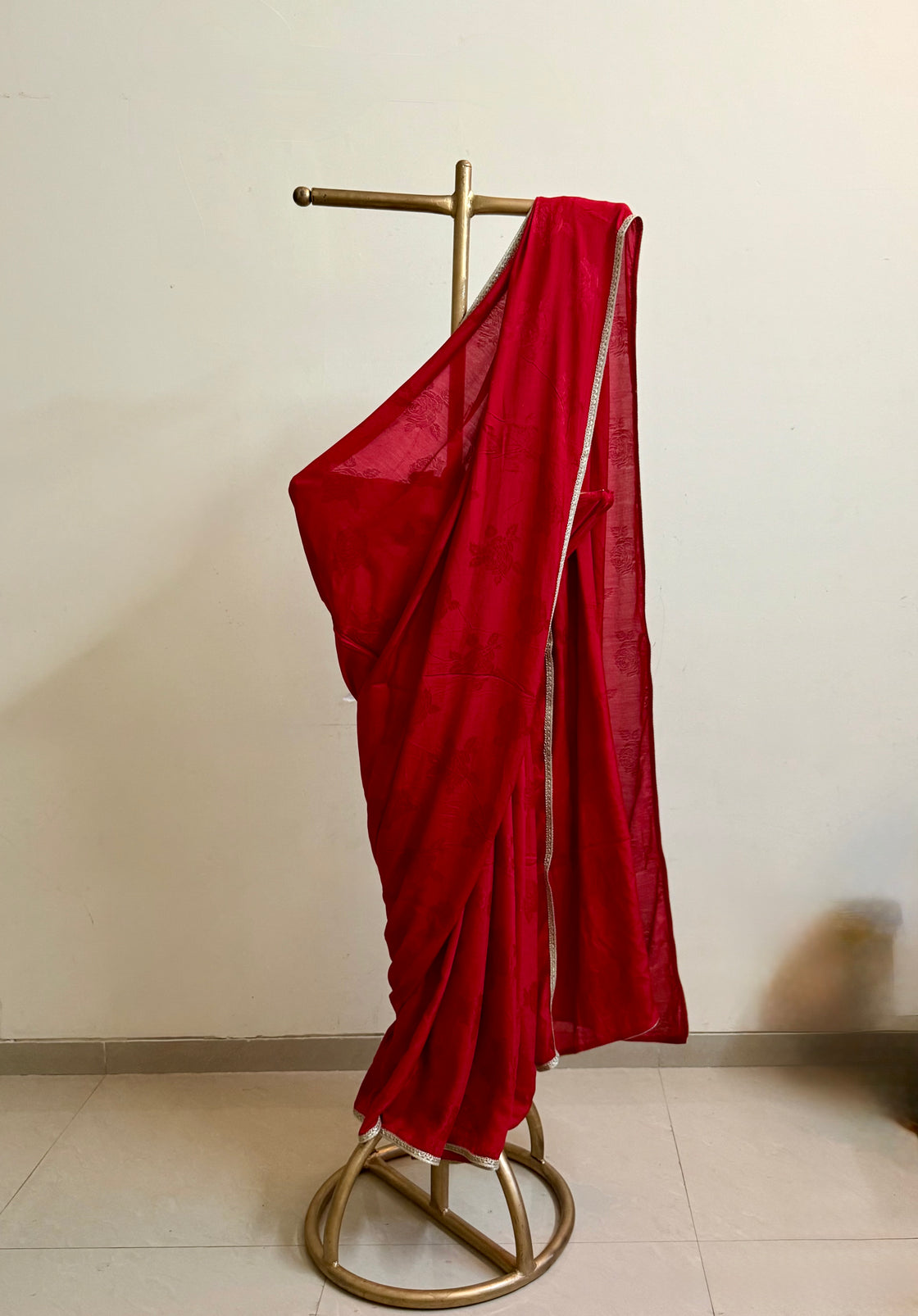 Red Self Silk Saree