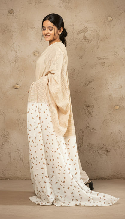 Keya hand blockprinted mulmul saree