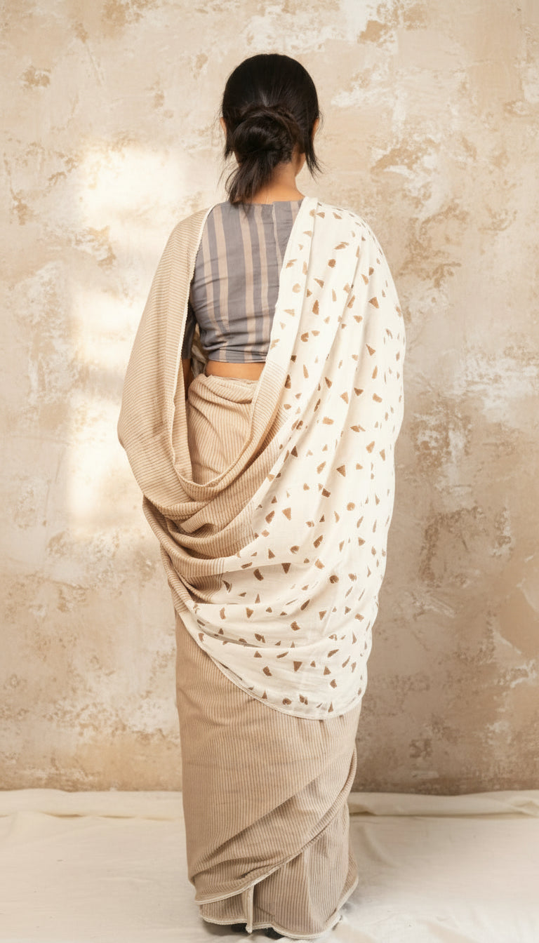 Keya hand blockprinted mulmul saree