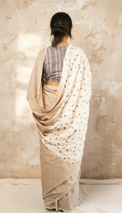 Keya hand blockprinted mulmul saree