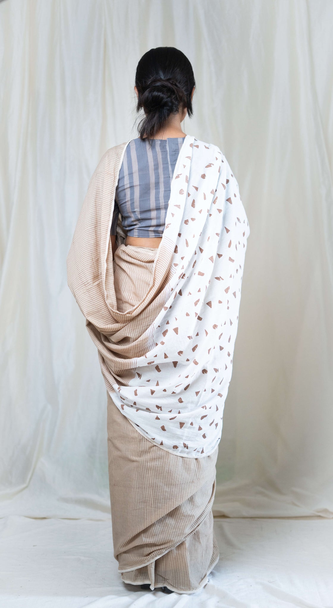 Keya hand blockprinted mulmul saree
