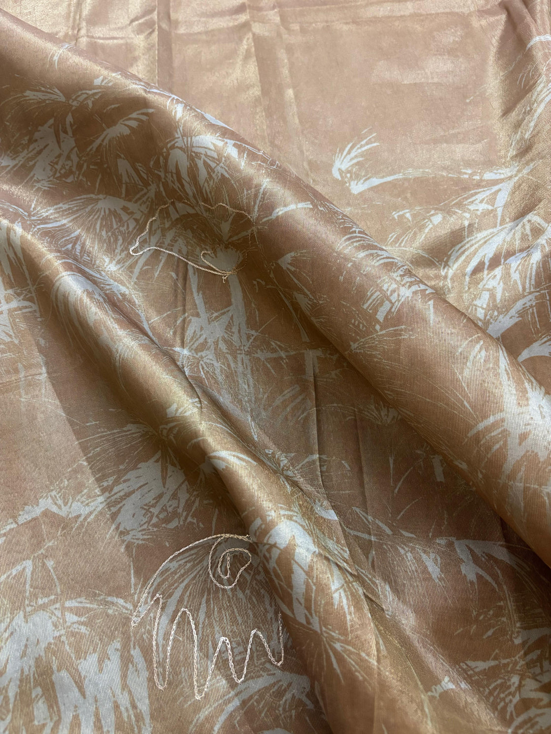 Brown abstract tissue silk saree