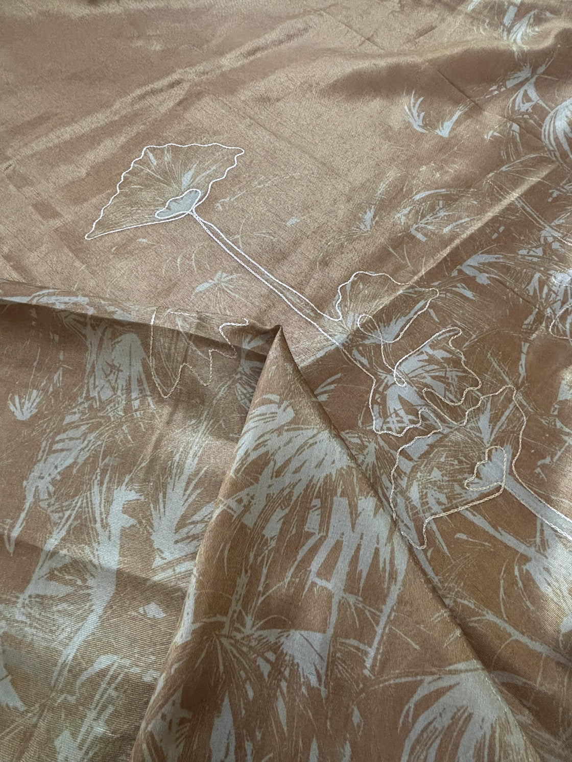 Brown abstract tissue silk saree