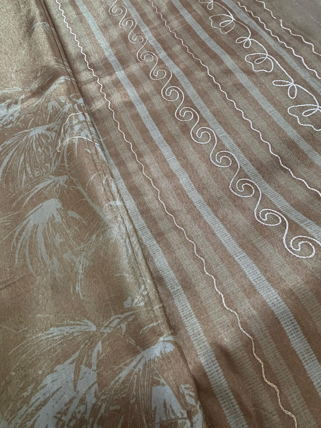 Brown abstract tissue silk saree