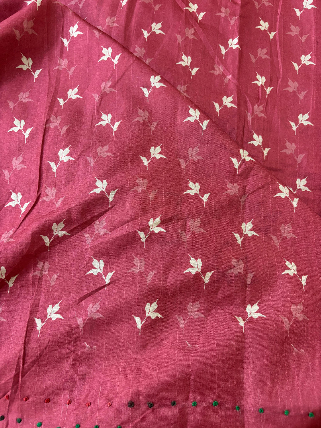 Pink floral French knot saree