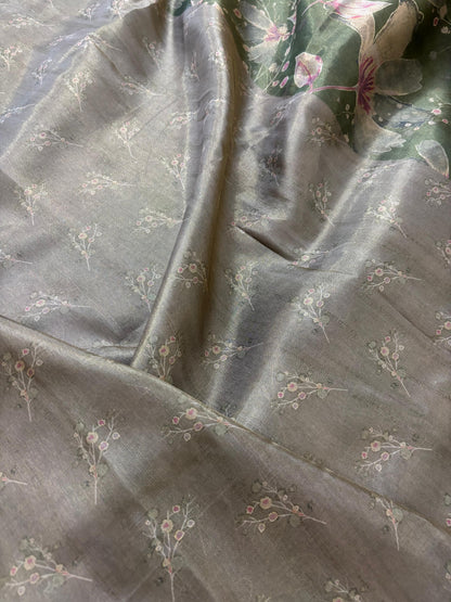 Green abstract tissue silk saree