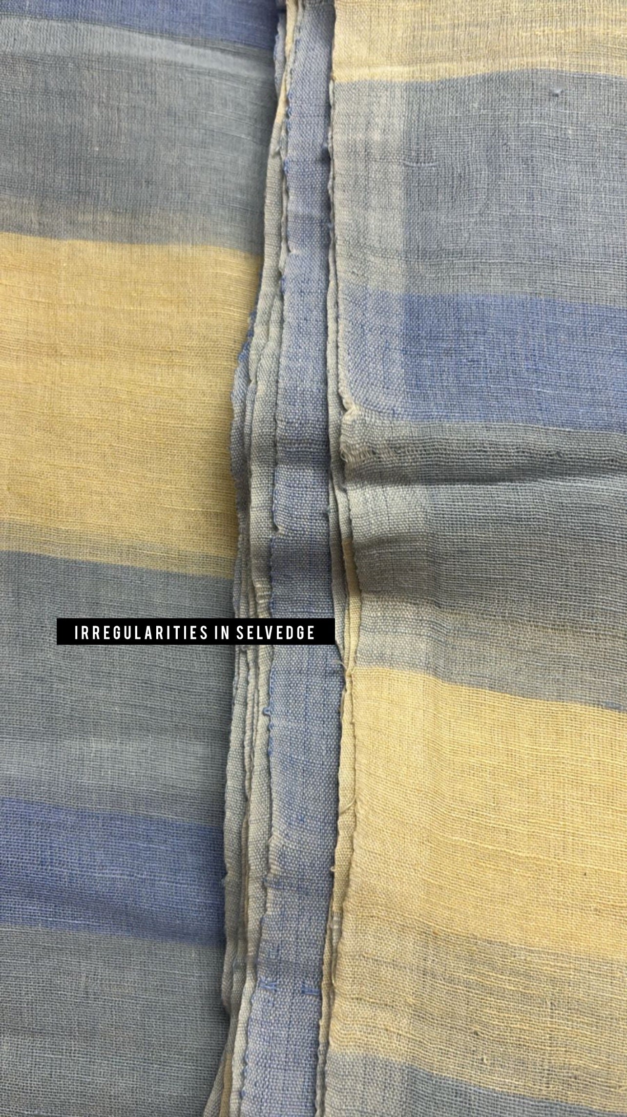 Blue striped handwoven linen saree