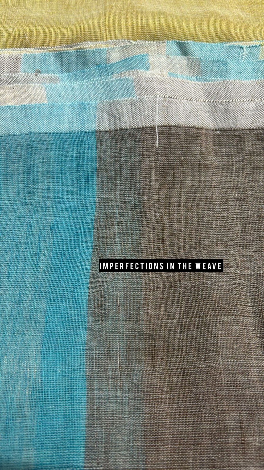 Blue grey striped handwoven linen saree