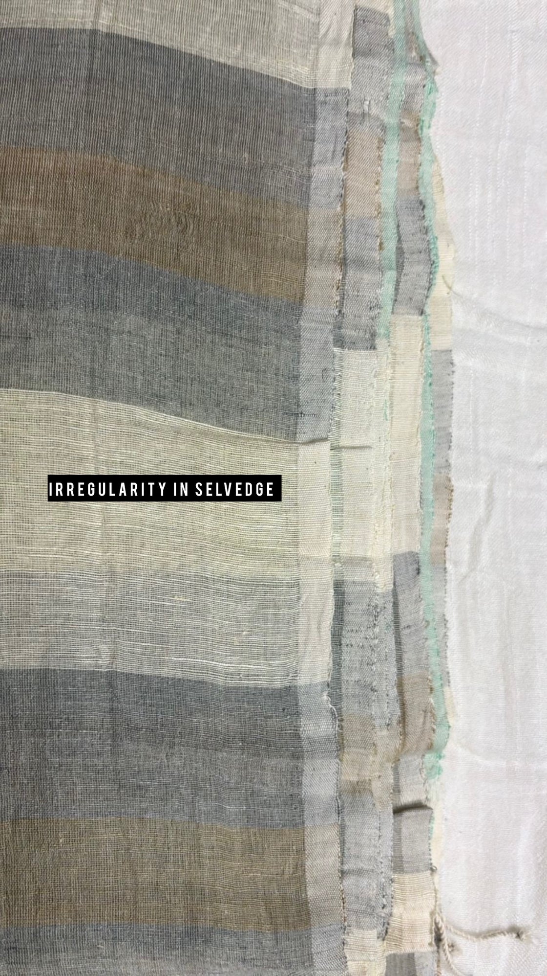 White striped handwoven linen saree