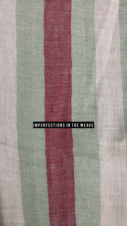 Sage green handwoven linen saree