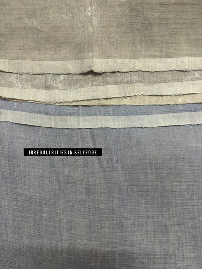 Blue beige handwoven linen zari saree