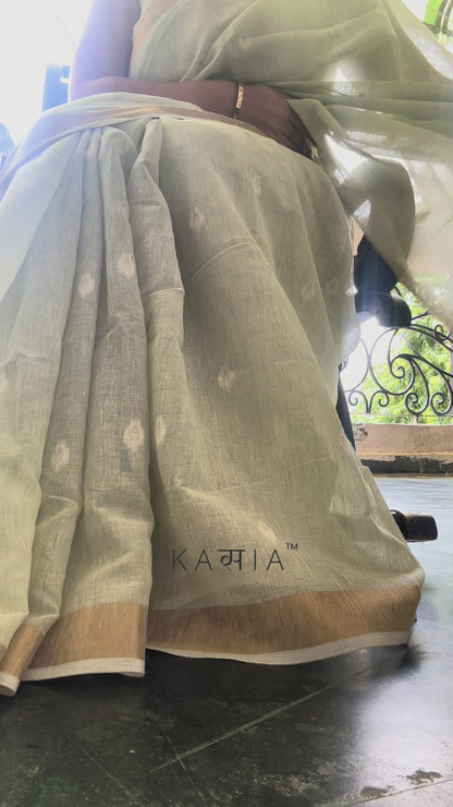 Summer green cotton saree