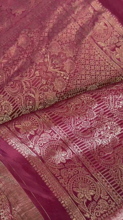 Maroon silk banarasi saree