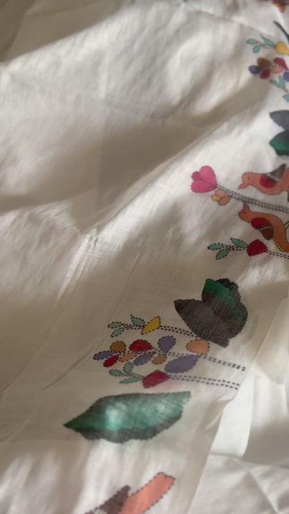 White summer cotton saree