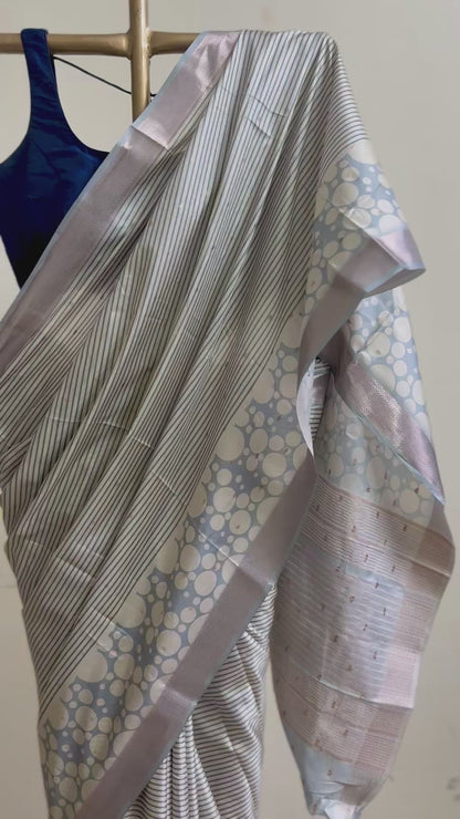 Blue abstract silk saree