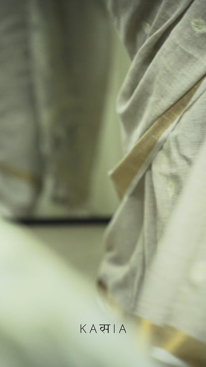Summer Beige linen Jamdani saree